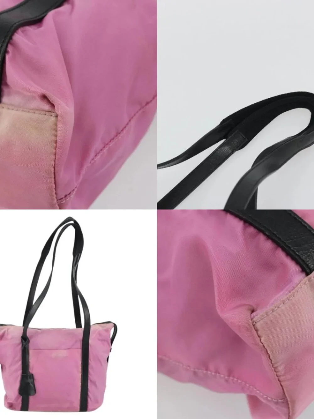PRADA Shoulder Bag Nylon Pink Silver Auth 176628